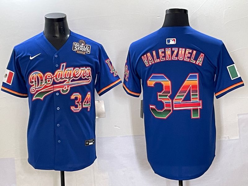 Men 2025 Los Angeles Dodgers #34 Valenzuela Blue Nike MLB Jersey style 6276->los angeles dodgers->MLB Jersey